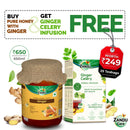 Pure Honey with Ginger (650g) & FREE Ginger Celery Herbal Infusion (25 Tea Bags)